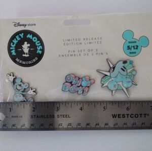 Disney Mickey Mouse Pin Set  Blue Pink Black